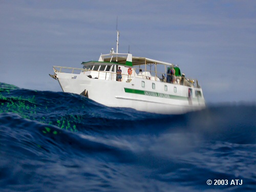 The Undersea Explorer as seen from the water after the dive on Nursery Bommie